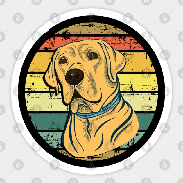 Retro Design Yellow Labrador Retriever Dog Sticker by tamdevo1